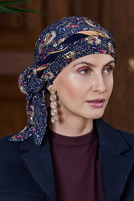 Beatrice - Turbante con nastri corti in viscosa di bambù - Fantasia – 1419-4119