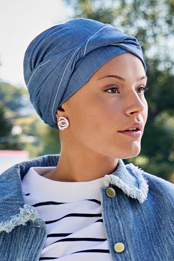 Mary - Cuffia con fascia rimovibile in poliestere/viscosa/cotone - Denim Flair 1603-4097