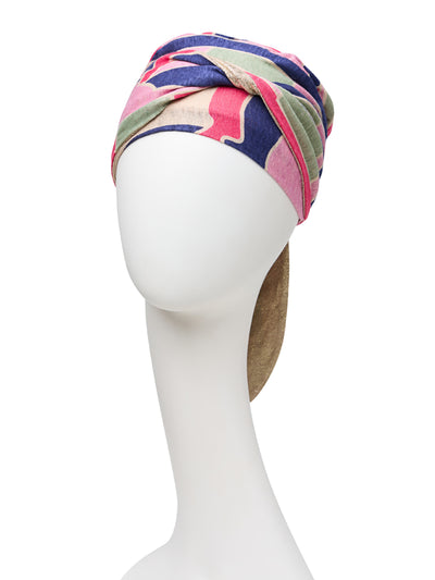 Turbante Beatrice - Cuffia in lino con nastri corti - 1460-0817