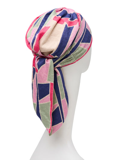 Turbante Beatrice - Cuffia in lino con nastri corti - 1460-0817
