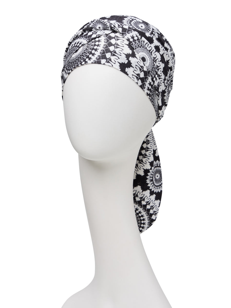 Turbante Beatrice - Cuffia in lino con nastri corti - 1460-0818