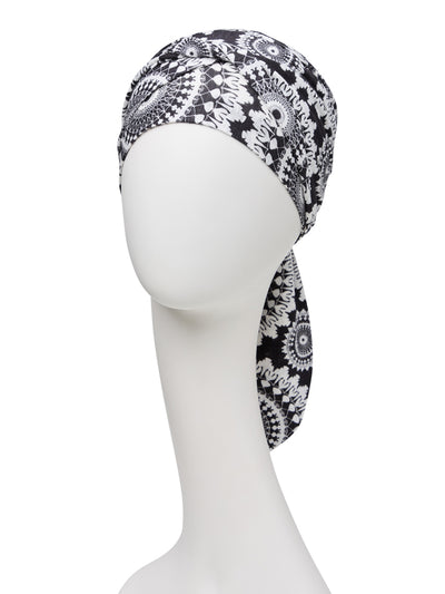 Turbante Beatrice - Cuffia in lino con nastri corti - 1460-0818